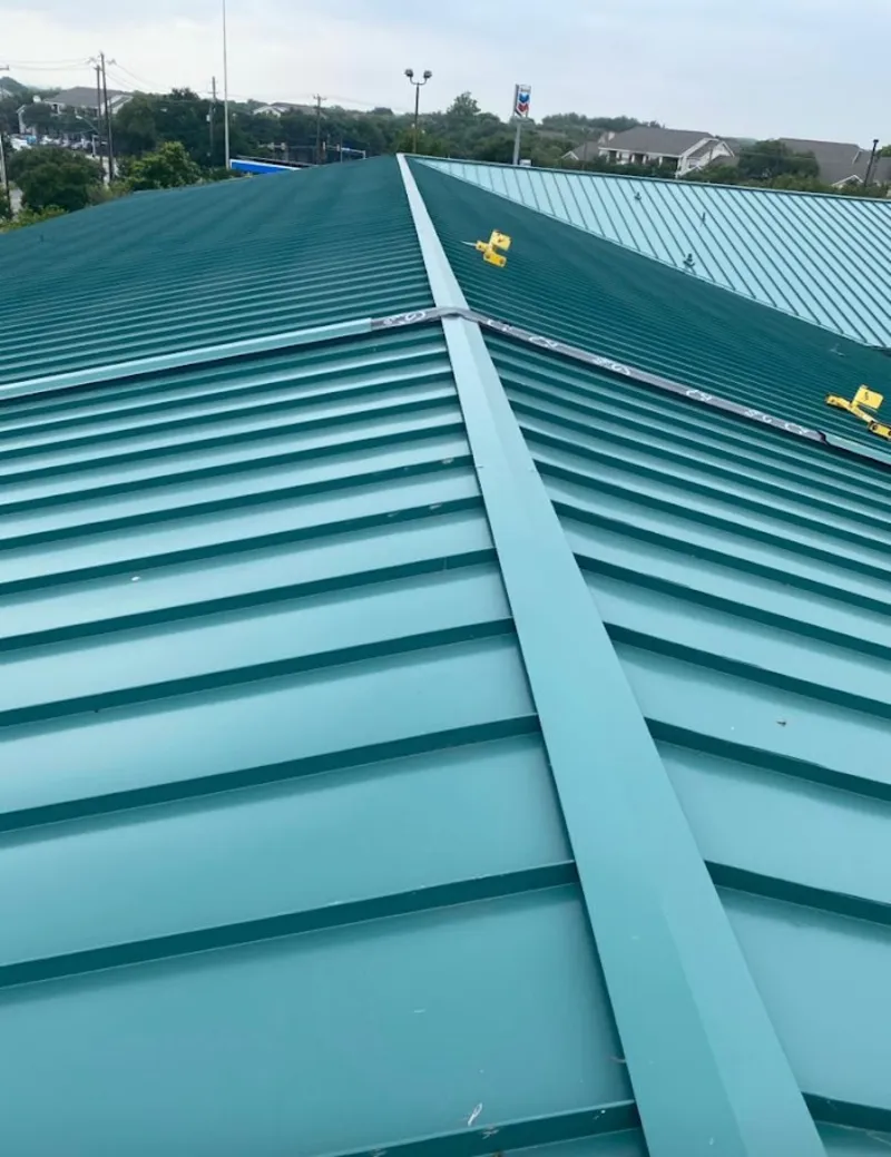 Green commercial metal roof ridge and valley for Metal Roof Repair in College Park